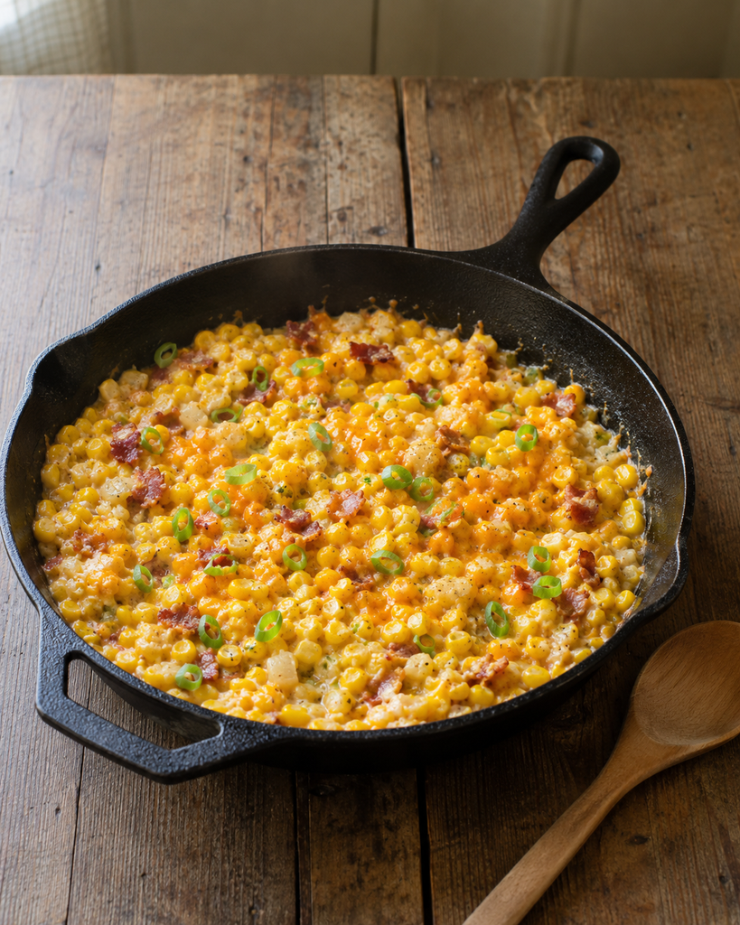Cheesy Summer Corn Skillet with Bacon