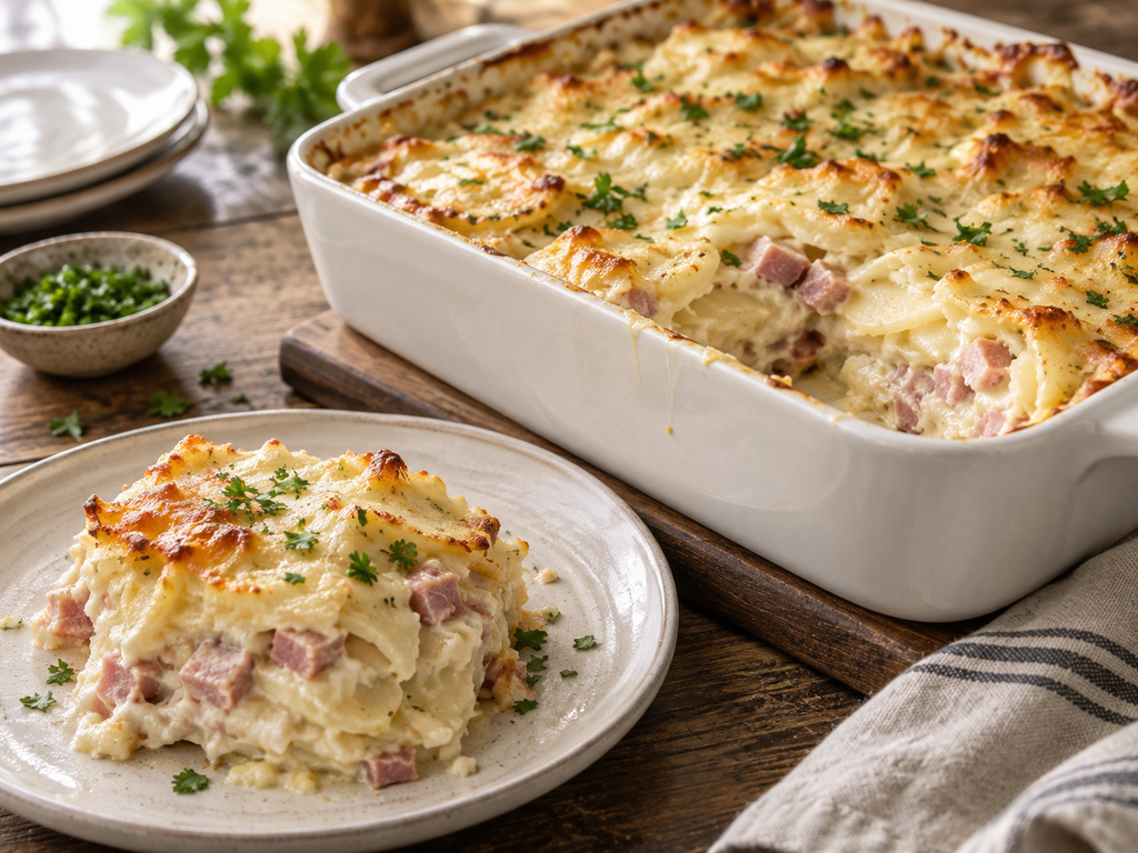 Cheesy Ham and Potato Bake